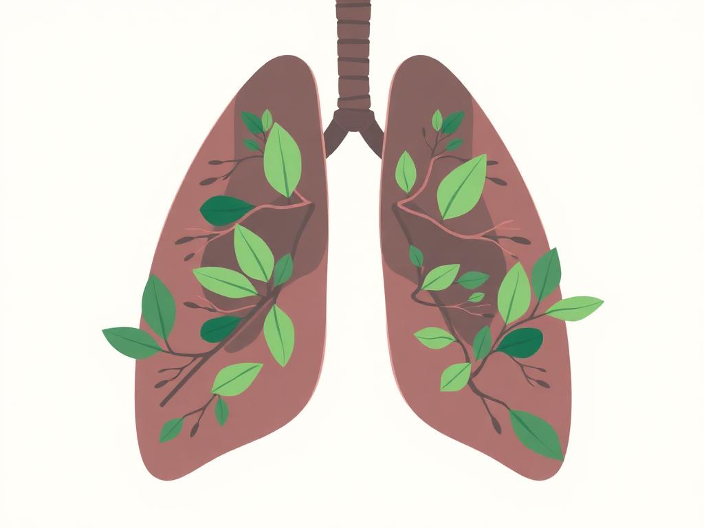 Illustration of healthy lungs supported by green botanical ingredients